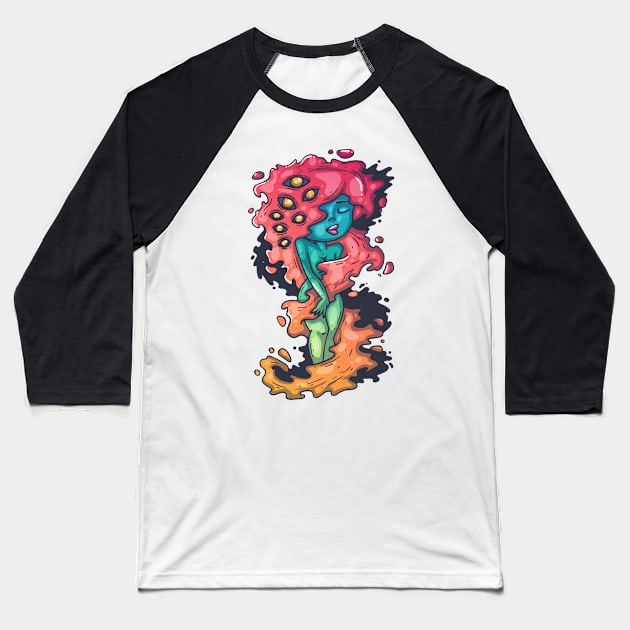 Cute and sweet magic Dryad with fire hair Baseball T-Shirt by BlindVibes